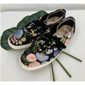 Keds X Rifle Paper Co Black Blue Pink Wildflower Champion Floral Sneakers Shoes